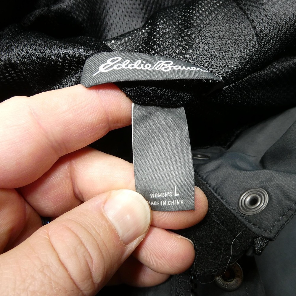 Eddie Bauer Jacket Womens Large Black Gray WeatherEdge Hooded Pullover Anorak - Picture 5 of 9